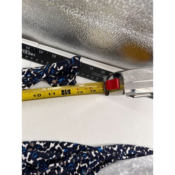 Ann Taylor Petite Midi Wrap Dress M Leopard Print 3/4 Sleeve Navy/White/Blue - Picture 6 of 7